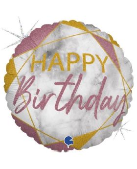 Rose Gold Marble Mate Happy Birthday Foil Balloon 18"
