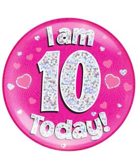 Age 10 Pink Holographic Badge
