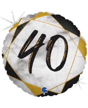 Black Marble Mate 40th Birthday Foil Balloon 18"