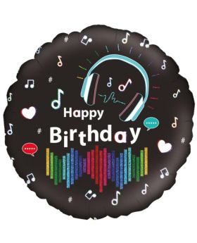 Music Media Birthday Foil Balloon 18"