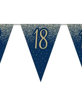 18th Birthday Navy and Gold Flag Banner