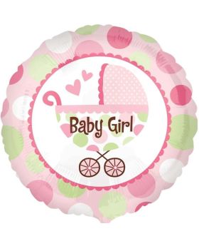 Pink Baby Girl Buggy Foil Balloon 18"
