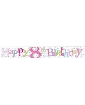 Age 8 Girl Foil Banner 2.5m