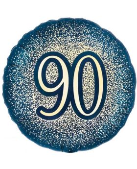90th Birthday Navy and Gold Foil Balloon 18"