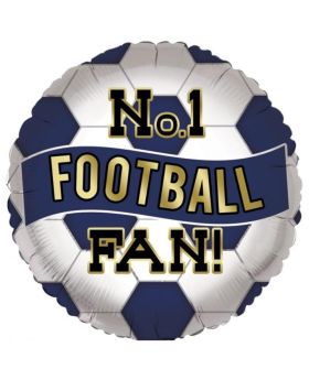 Blue and White Football Foil Balloon 18"