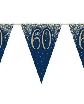 60th Birthday Navy and Gold Flag Banner