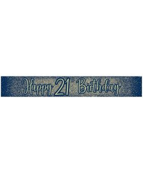 21st Birthday Navy and Gold Foil Banner