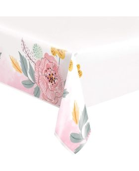 Painted Pink Floral Tablecover 1.37m x 2.13m