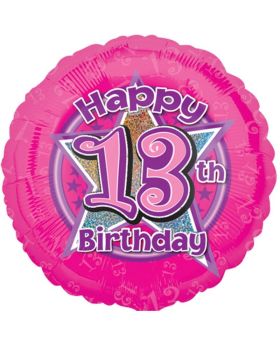Pink Holographic 13th Birthday Foil Balloon 18"