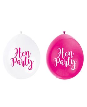 Pink & White Hen Party Latex Balloons 9", pk10
