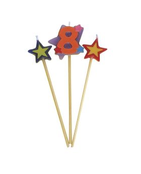 Number 8 Star Candles Set