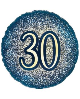 30th Birthday Navy and Gold Foil Balloon 18"