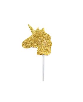Gold Glitter Unicorn Cupcake Toppers
