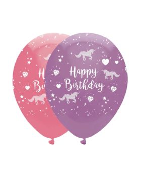 6 Unicorn Fantasy Party Latex Balloons 12"