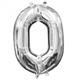 Number 0 Silver Minishape Air Fill Foil Balloon 16"