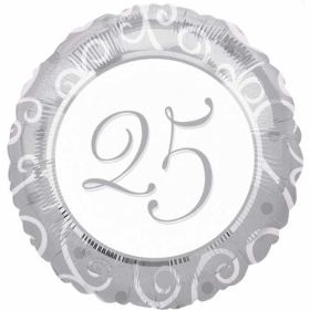 25th Anniversary Silver Foil Balloon