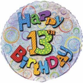 Happy 13th Birthday Prismatic Foil Balloon 18"