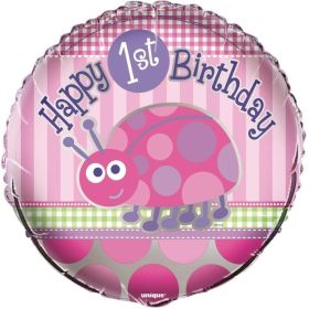 1st Birthday Ladybug Foil Balloon 18"