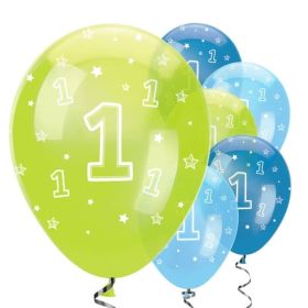 One is Fun Boy 1st Birthday Latex Balloons 12", pk6
