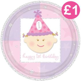 8 First Birthday Girl Prismatic Party Plates