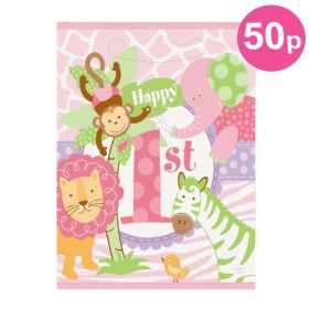 8 Pink Safari 1st Birthday Party Bags
