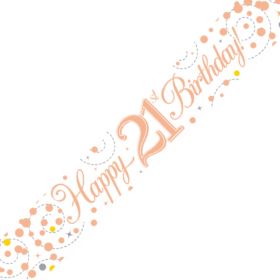 Rose Gold Sparkling 21st Birthday Foil Banner