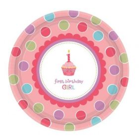 Sweet Little Cupcake Girl Large Eco Paper Plates, pack of 8