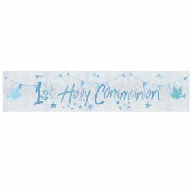 First Communion Holographic Blue Foil Banner 2.7m