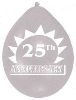 25th Anniversary Silver Balloons pk10