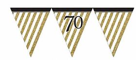 Black & Gold 70th Birthday Flag Bunting