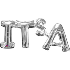 "It's A" Phrase Silver Supershape Foil Balloon