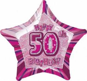 Pink Glitz Star 50 Foil Party Balloon