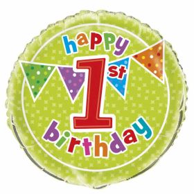 Happy 1st Birthday Polka Dot Foil Balloon