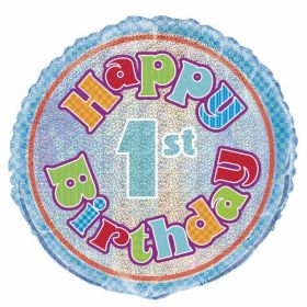 1st Birthday Prismatic Foil Balloon