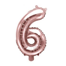 Rose Gold Number 6 Air Fill Foil Balloon 14"