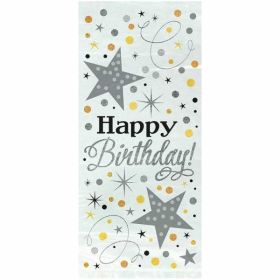 Foil Silver Glittering Birthday Cellophane Bags pk20