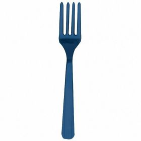 Navy Flag Blue Re-usable Plastic Forks, 20 pack