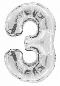 Silver Glitz Number Foil Balloon - 3
