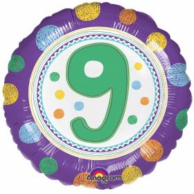 SpotOn 9th Happy Birthday Foil Balloon 17"