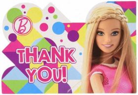 Barbie Sparkle Thank You Cards & Envelopes, pk8