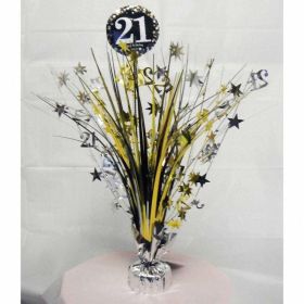 Gold & Silver Sparkling Celebration 21st Centrepiece Sprays 33cm