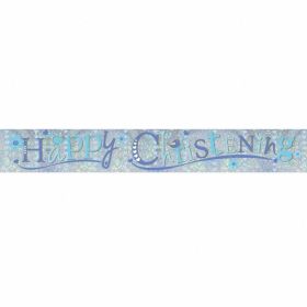 Blue Christening Holographic Foil Banner