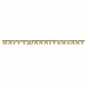 Sparkling Golden Anniversary Prismatic Letter Banner