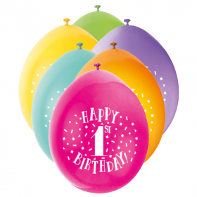 Happy 1st Birthday Latex Balloons 9"
