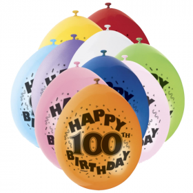 Happy 100th Birthday Latex Balloons 9"