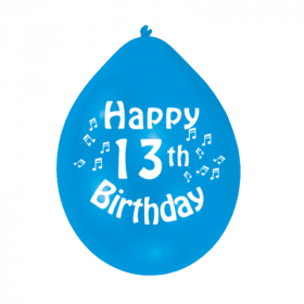 13th Birthday Latex Balloons 9", pk10