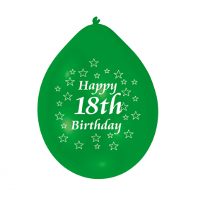 18th Birthday Latex Balloons 9", pk10