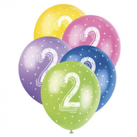 Age 2 Birthday Latex Balloons 12"