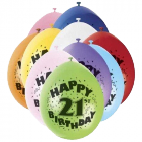 Happy 21st Birthday Latex Balloons 9"