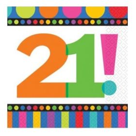 16 Dots & Stripes 21st Birthday Party Napkins